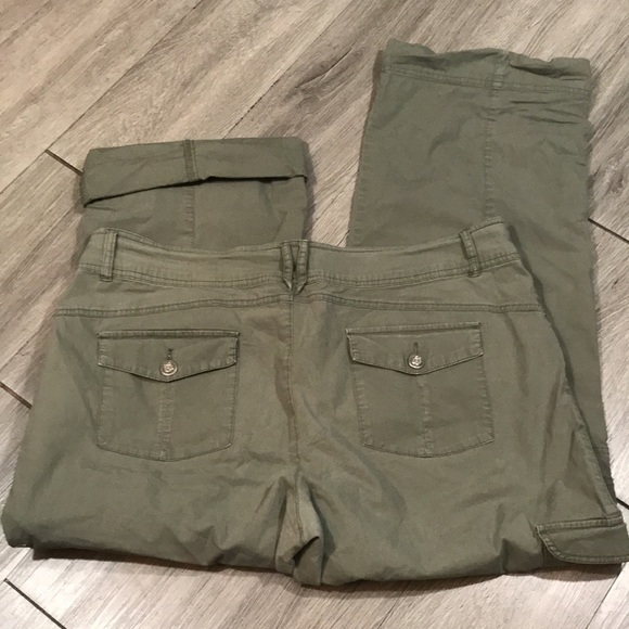 Style & Co Olive Green Stretch Cotton Twill Roll-Up Cargo Pants size 16 - Picture 3 of 9